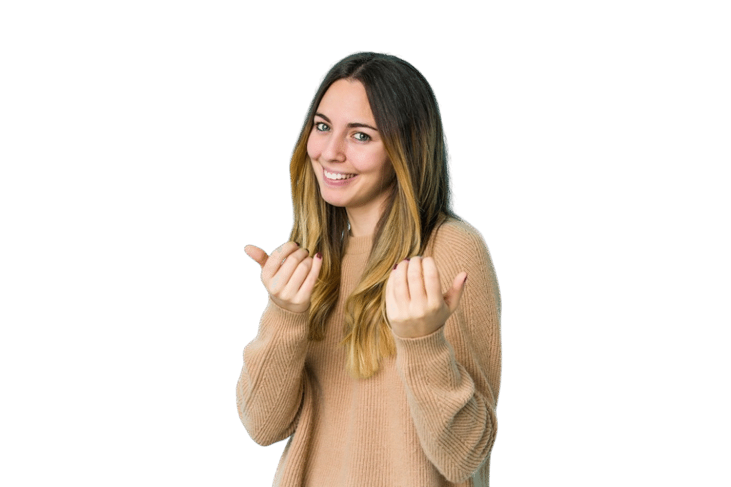 young caucasian woman isolated blue pointing with finger you as if inviting come closer 1187 90227 Photoroom